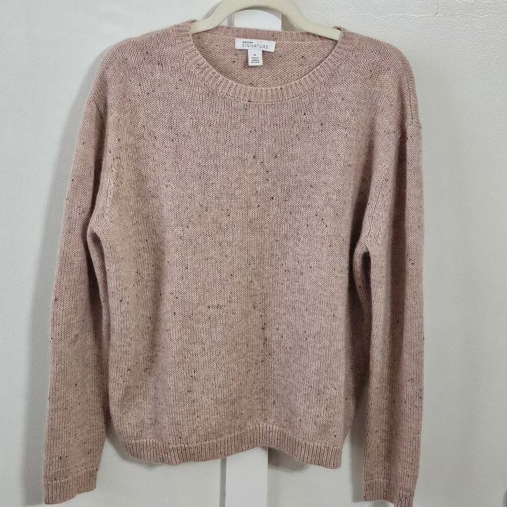 Nordstrom Signature Cashmere Mohair Silk Sweater Oatmeal Beige Speckled Knit